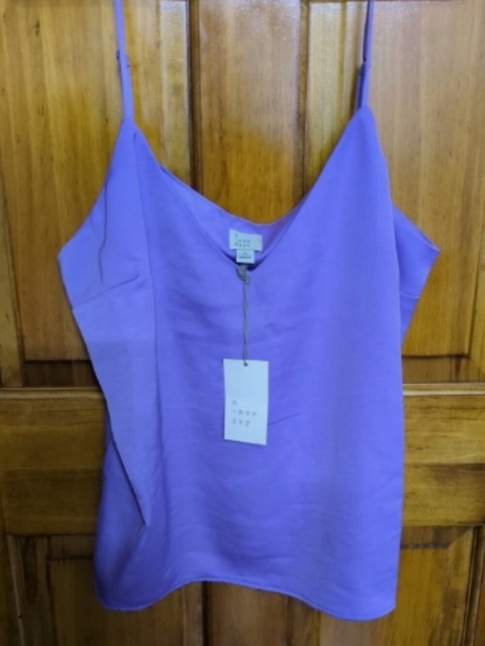 A New Day Women’s Blouse Spaghetti Strap Lavender V Neck Size Large